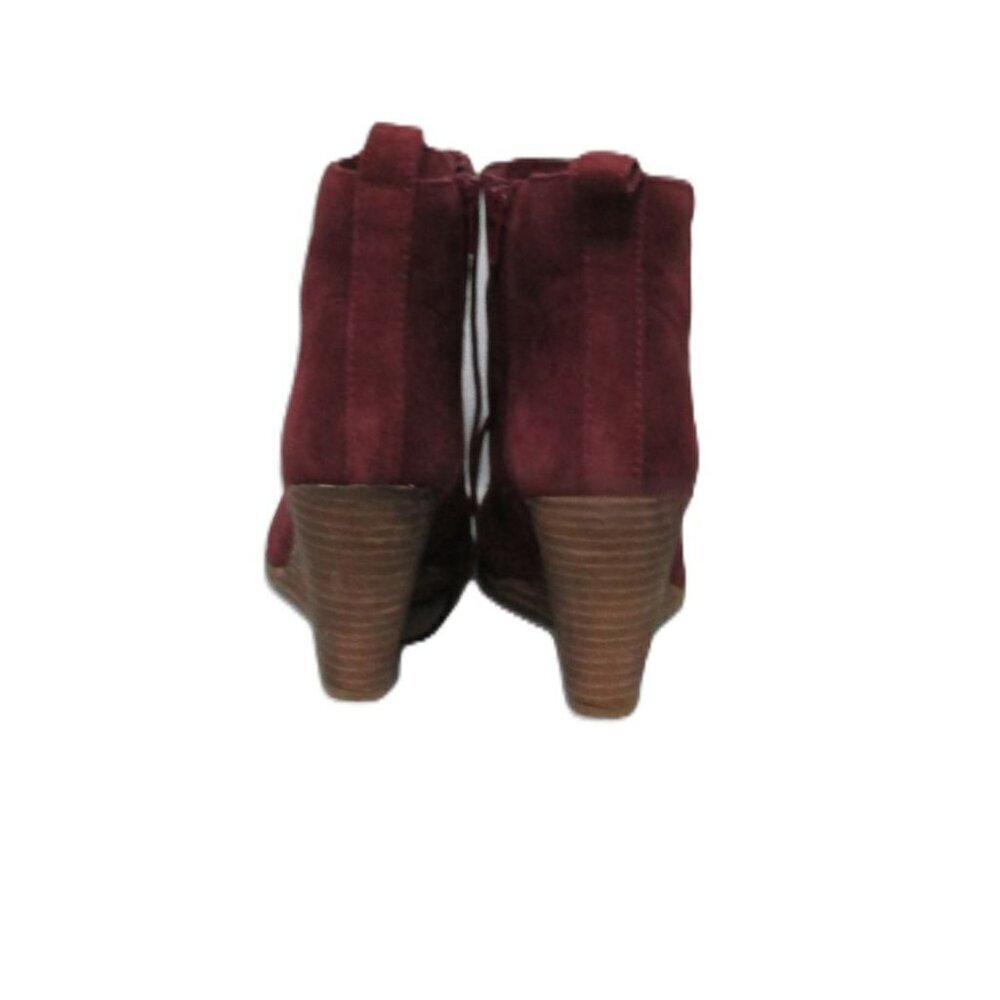 Diba Blake Suede Leather Lace-Up, Side Zipper Wedge Booties-Burgandy-Various-NWT - Picture 9 of 15